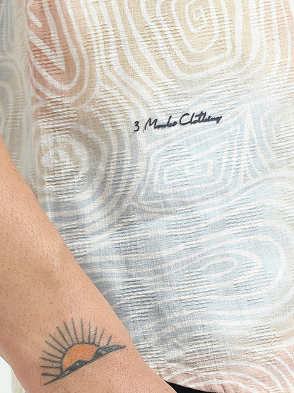 Men’s Pastel Abstract Print Cotton Linen Shirt