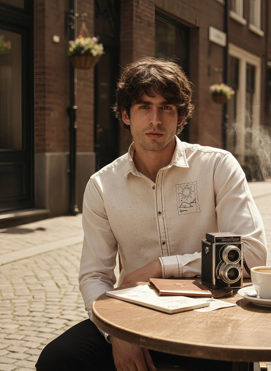 Crafted Embroidery Cotton Blend Shirt