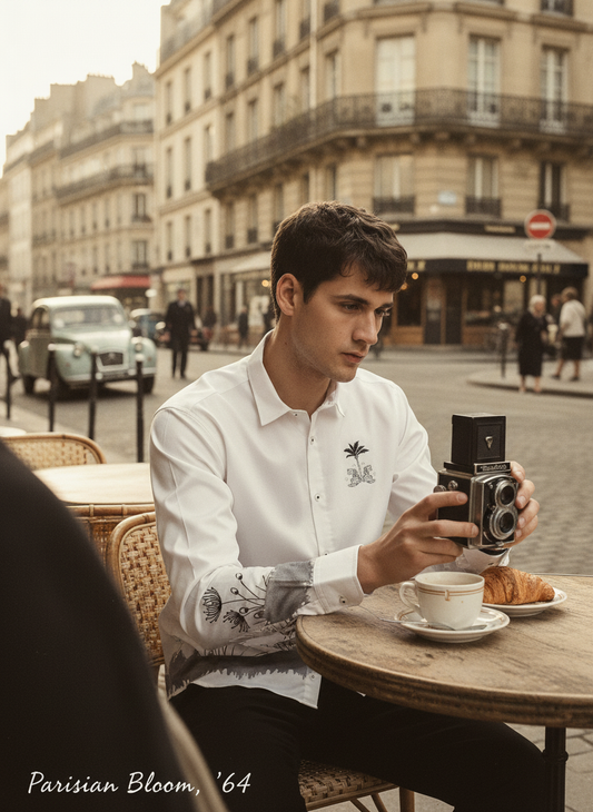 Artful Print Cotton Satin Shirt