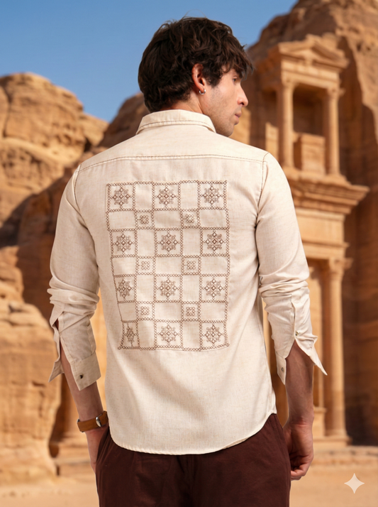 Crafted Embroidery Cotton Blend Shirt
