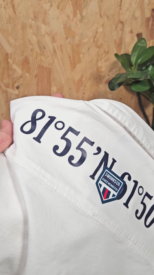 Men’s White Cotton Casual Shirt with Nautical Print Detailing