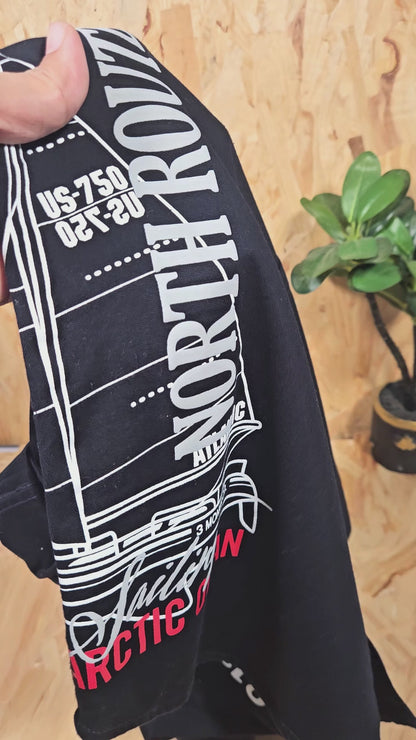 Men’s Black Cotton Casual Shirt with Nautical Print Detailing